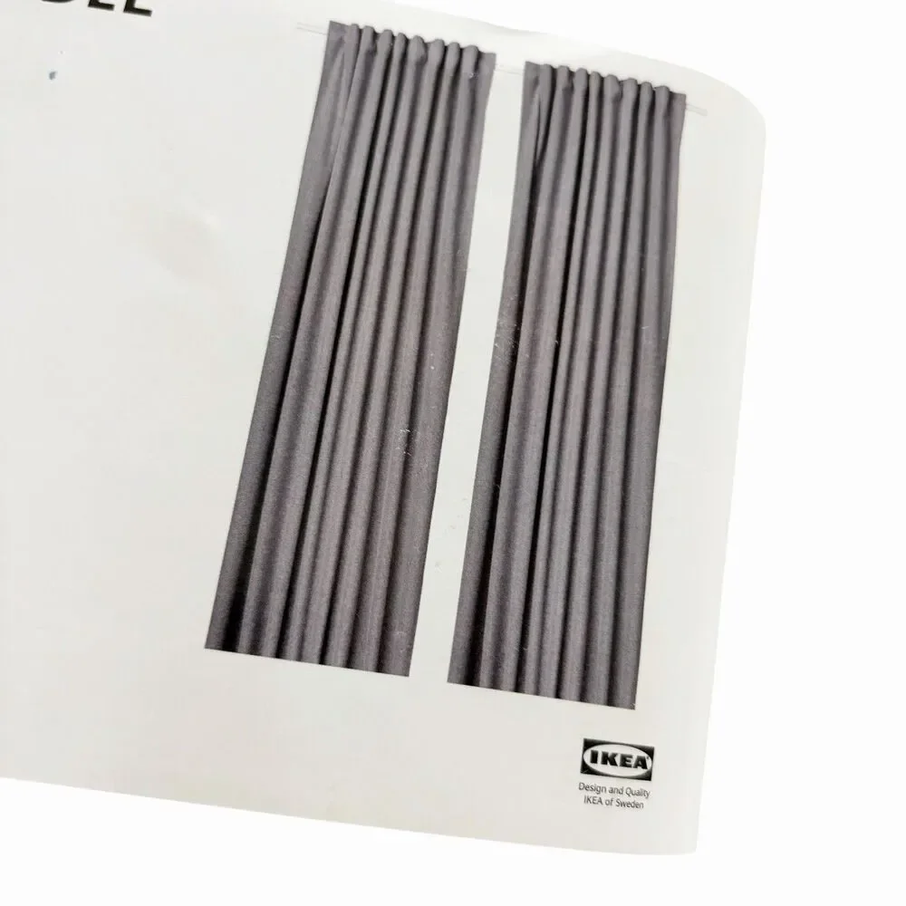 ROSENMANDEL Black-out Curtains 1 Pair Lt Gray With Heading Tape Lining 53”x98”